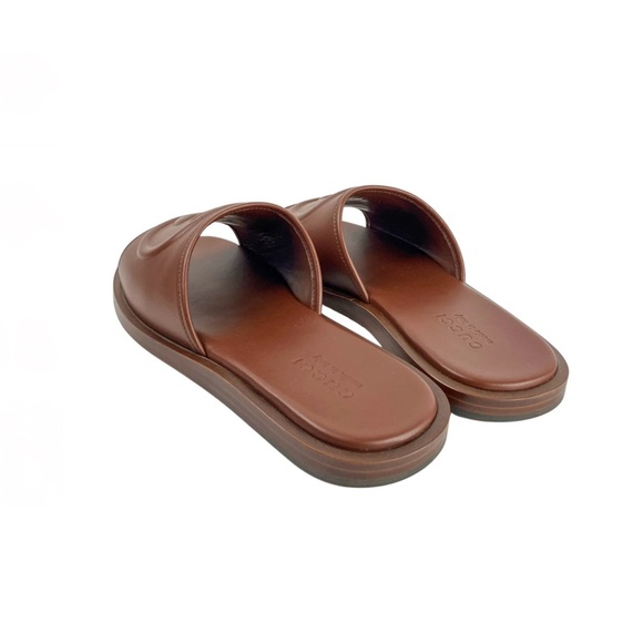 NIB/NWT Gucci Brown Leather Slide Sandals - Picture 4 of 6